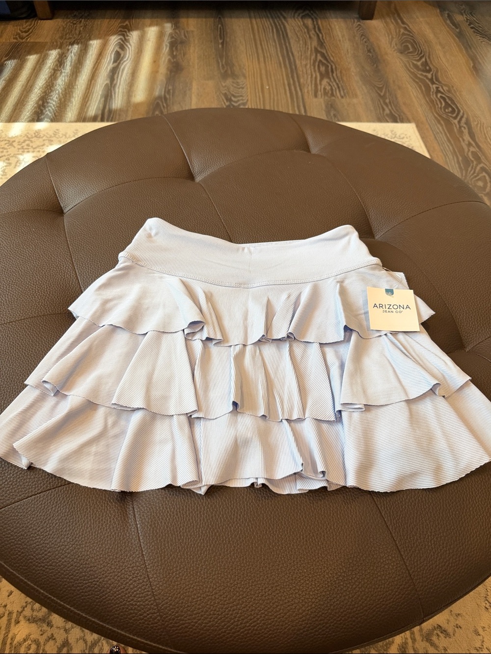 Arizona Jean Company Pale Blue Ruffle Tiered Skater Skirt